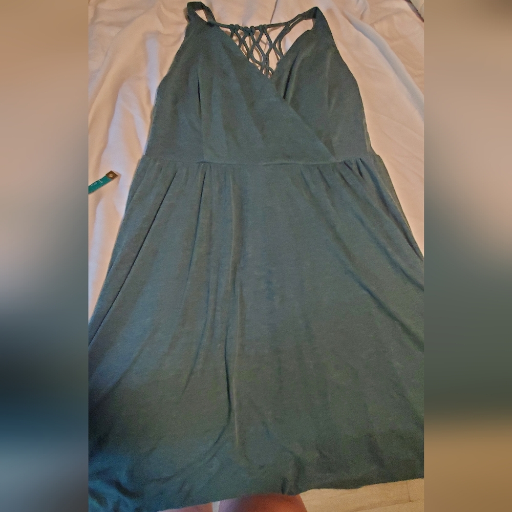 Prana Teal Green Macramé-Back Swim Coverup